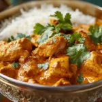 Chicken Curry Recipe Indian: Surprisingly Simple 10 Traditional chicken curry recipe Indian style served with rice and garnished with cilantro in a decorative bowl.