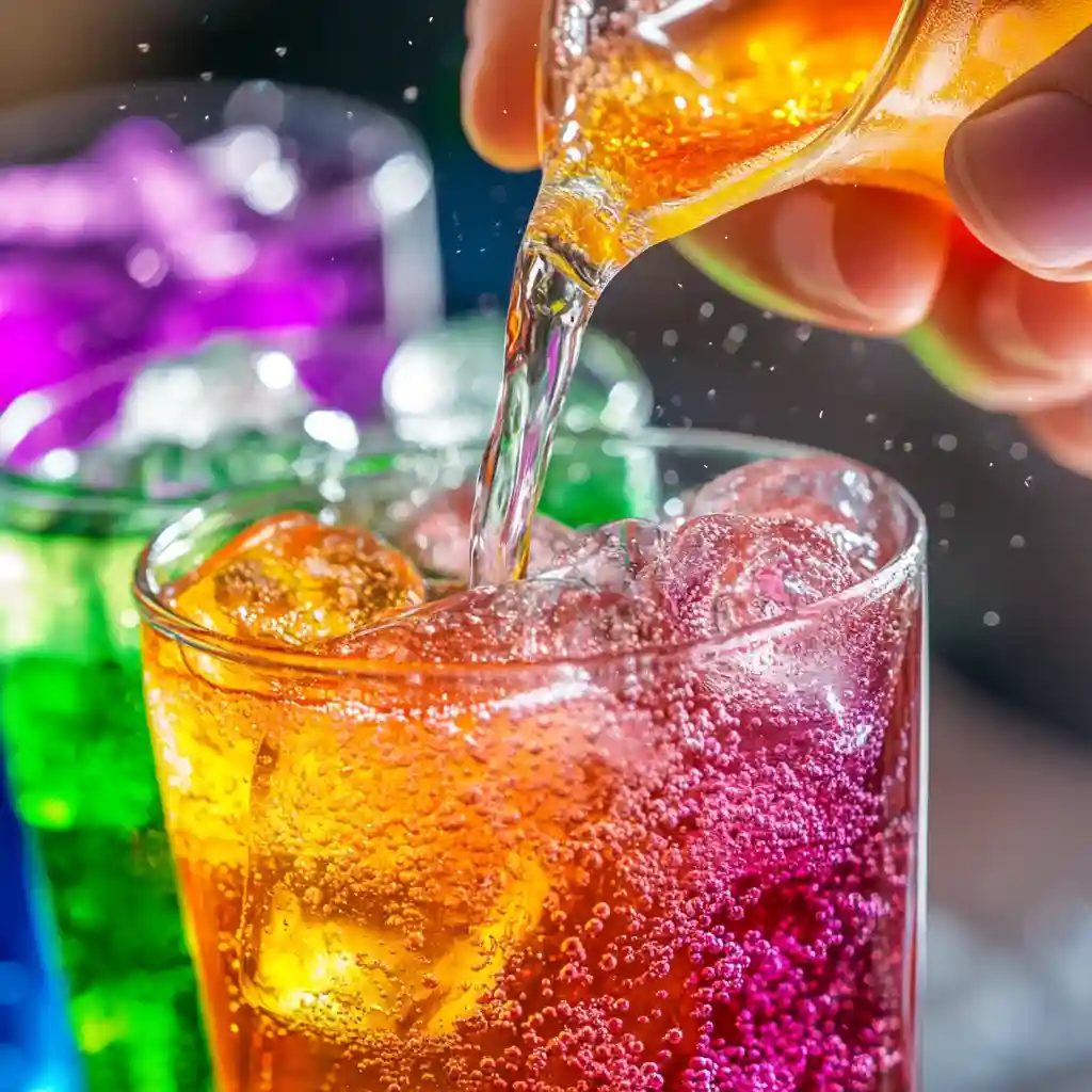 Italian Soda Recipe: Easy, Fizzy, and Flavorful 2 Step-by-step Italian Soda Recipe showing colorful syrup being poured into a glass of sparkling water.