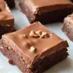 The BEST Lunch Lady Brownies Recipe: Fudgy, Easy & Irresistible! 16 Fudgy Lunch Lady Brownies topped with smooth chocolate frosting and chocolate chips.