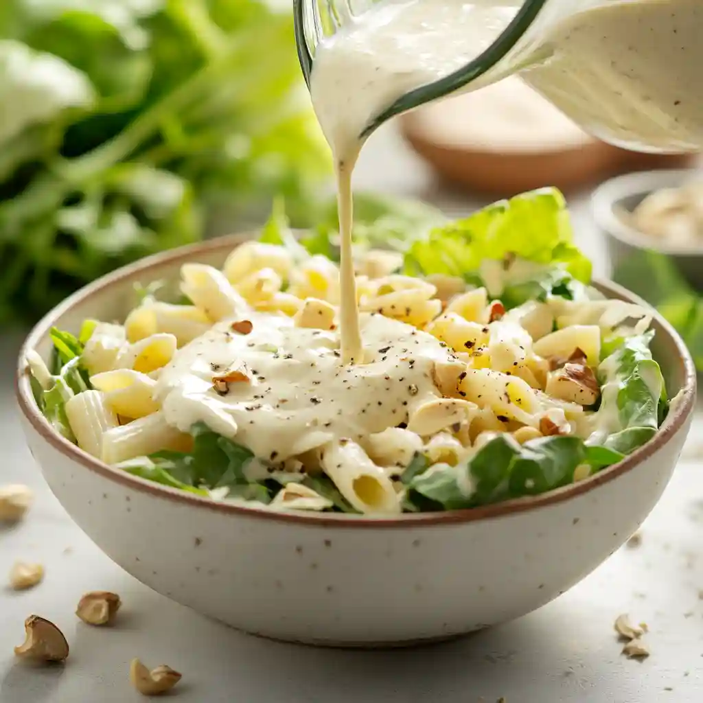 Easy & Best Chicken Caesar Salad Pasta Recipe 6 Caesar dressing added to Chicken Caesar Salad Pasta
