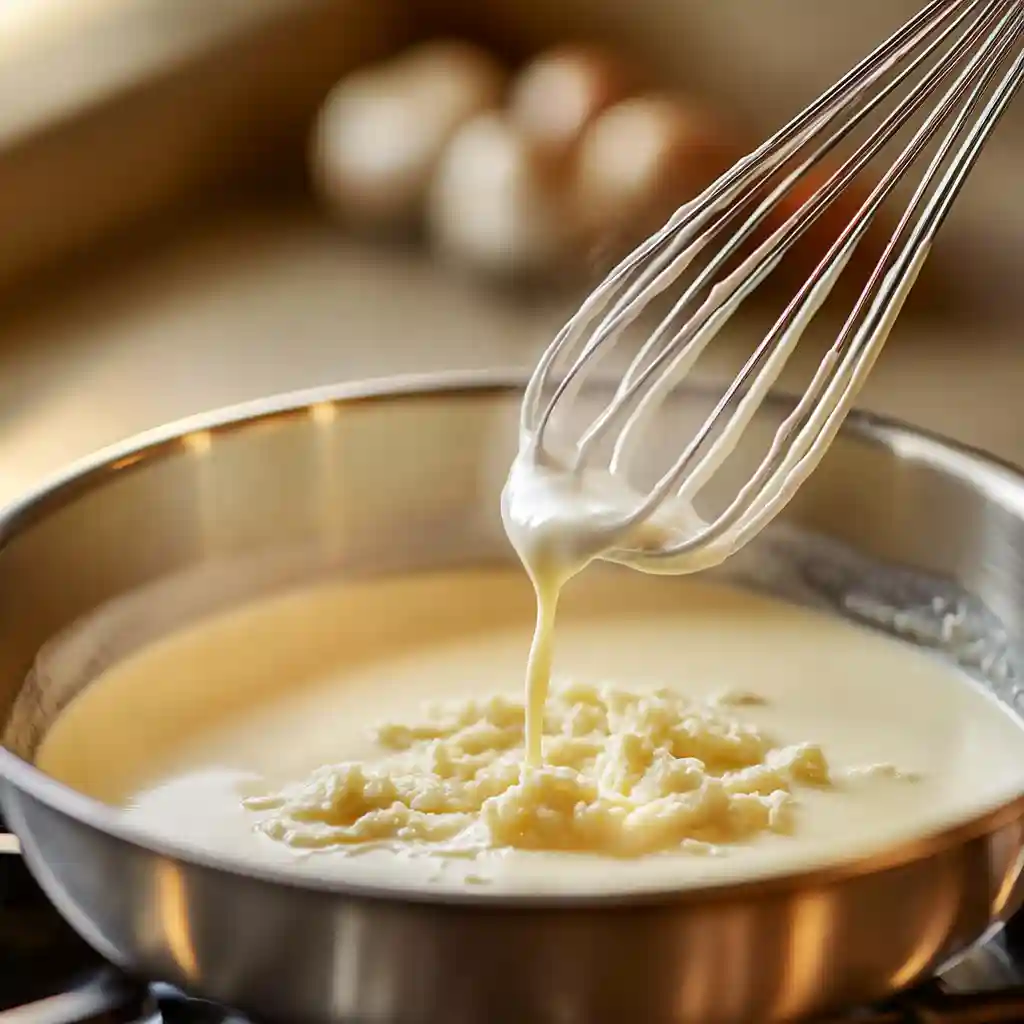 Hello Fresh Cream Sauce Base Easy Homemade Recipe & Substitutes 4 Milk added to roux while making Hello Fresh cream sauce base