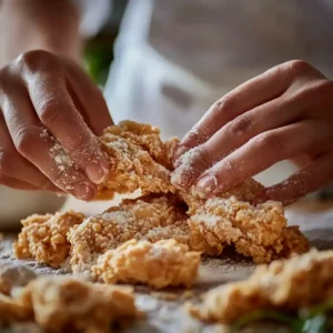 Coating chicken for Kennedy Fried Chicken Halal recipe