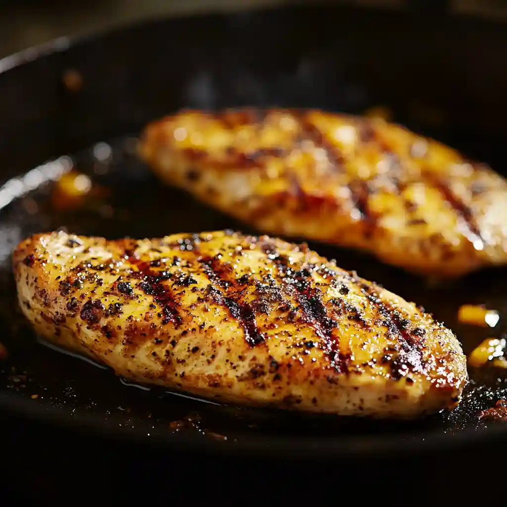 Easy & Best Chicken Caesar Salad Pasta Recipe 4 Grilled chicken being cooked for Chicken Caesar Salad Pasta