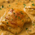 Chicken Stroganoff with golden seared chicken in creamy mushroom sauce