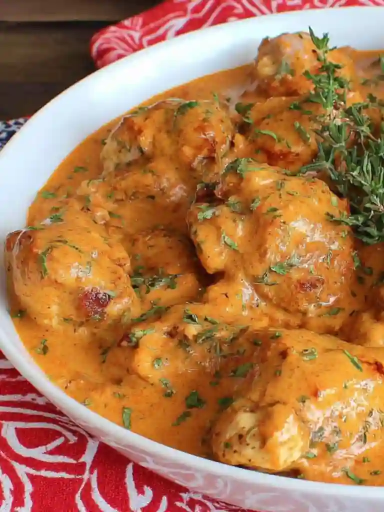 Authentic Chicken Paprikash Recipe 5 Authentic chicken paprikash in creamy paprika sauce with fresh thyme and parsley