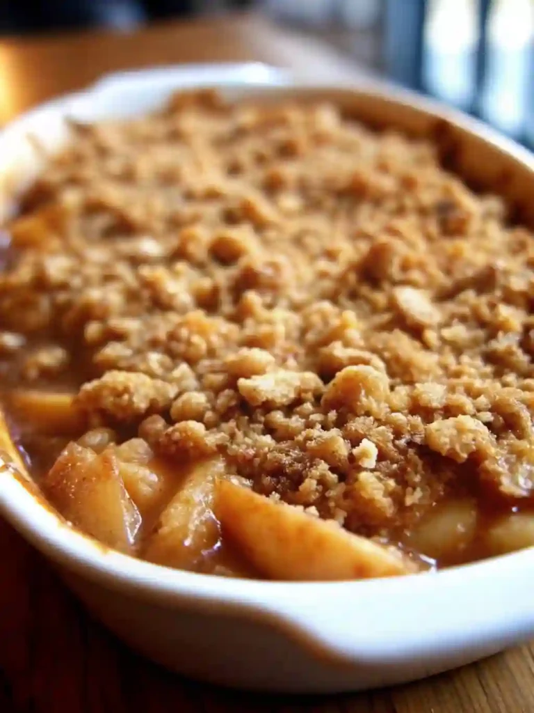 Easy Apple Crumble Recipe 2 Homemade apple crumble with golden crisp topping