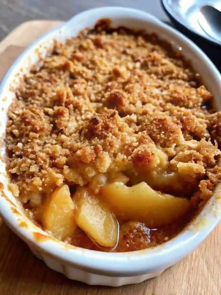 Easy Apple Crumble Recipe 3 Apple crumble with bubbling spiced apples and golden crisp topping