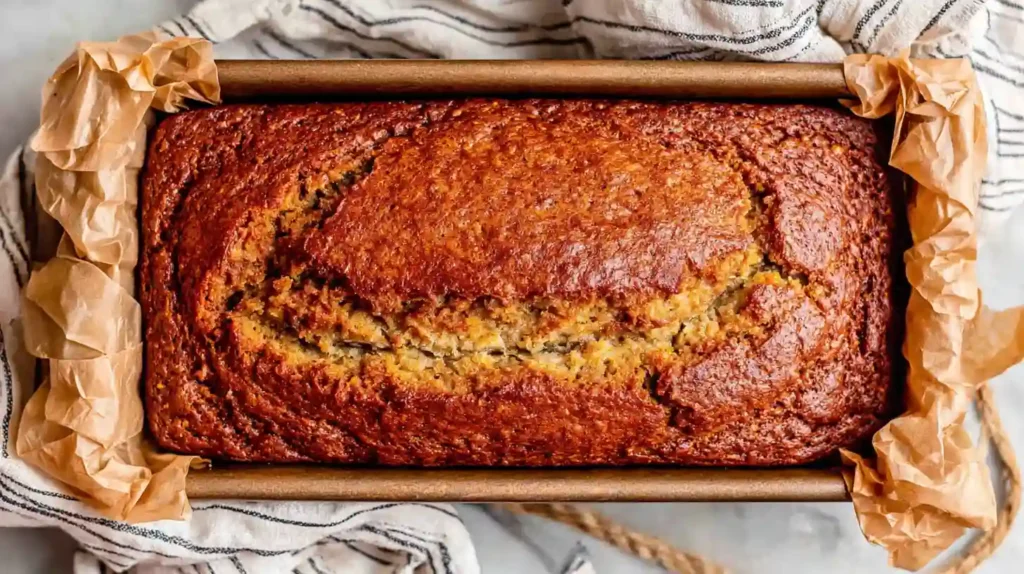 Moist Banana Bread Recipe With Sour Cream 1 Moist Banana Bread Recipe baked in a loaf pan with golden crust
