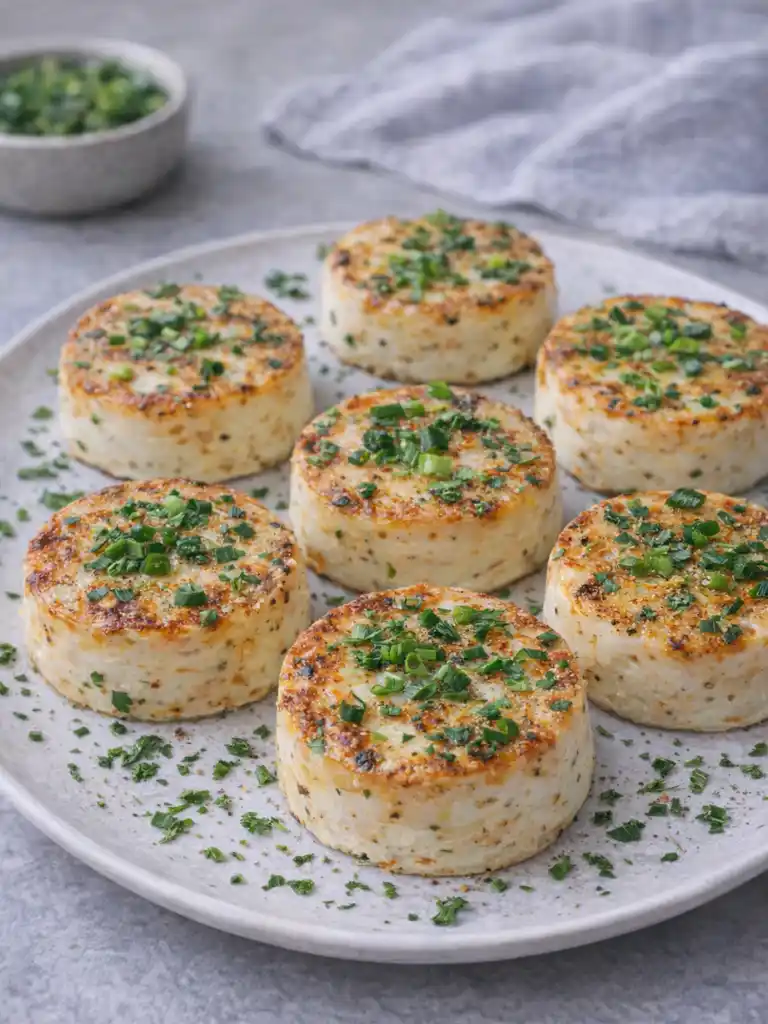 High-Protein Egg White Bites for Meal Prep 2 high-protein egg white bites on a plate with herbs and green onions